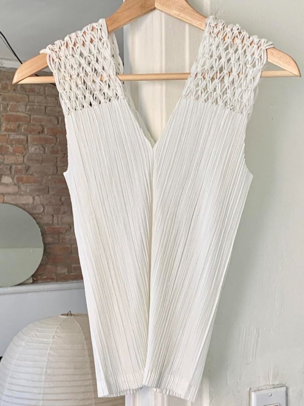 Issey Miyake Pleats Please Macrame Knot Top White JP3